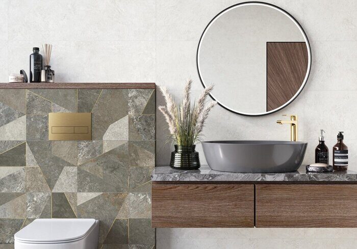 Land керамическая плитка  серая с рисунком матовая 30х90см Alma Ceramica TWU3090LAN74R