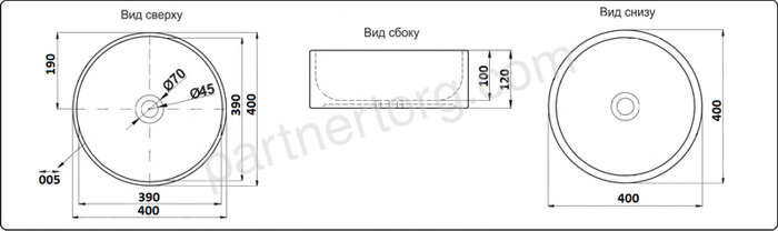 CeramaLux 9423 раковина настольная круглая белая