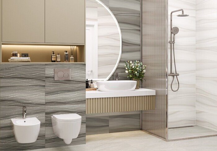 Treise Dark New Trend настенная плитка серо-коричневая глянцевая 30х60 см