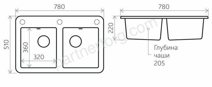 Fostogran Ариадна, 780x510 кварцевая кухонная мойка, цвет