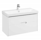 Оливия 90 см тумба подвесная белая матовая для ванной комнаты с раковиной Адриана 90 Aquaton9