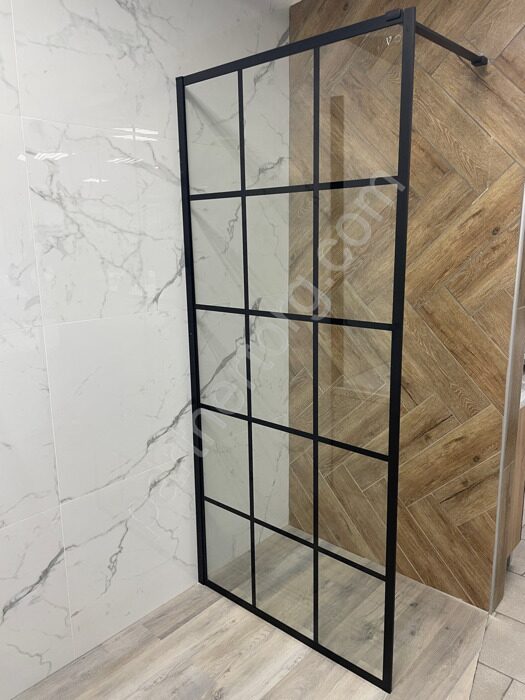 Veconi KR-80  душевая перегородка, профиль черный алюминий, стекло 6 мм