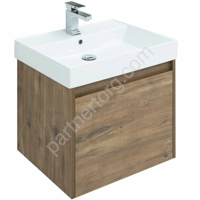 Nova Lite 60 тумба дуб рустикальный для ванной комнаты 1+1 ящик с раковиной-столешницей Латина 60 Aquanet