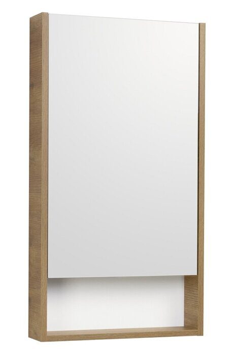 Сканди 45 см зеркальный шкаф подвесной белый/дуб рустикальный для ванной комнаты Aquaton