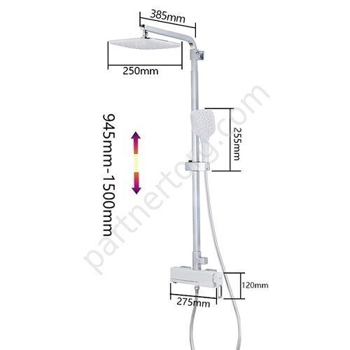 Futura Gappo G2417-8 душевая система с верхним душем белый хром