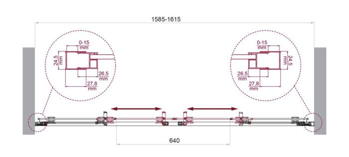 BelBagno LUCE-BF-2-160-C-Cr душевая дверь 160х195см раздвижная, стекло прозрачное, профиль хром