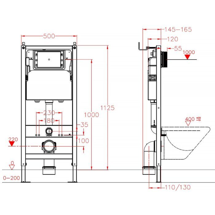 Azario New AZ-501A инсталляция для подвесного унитаза