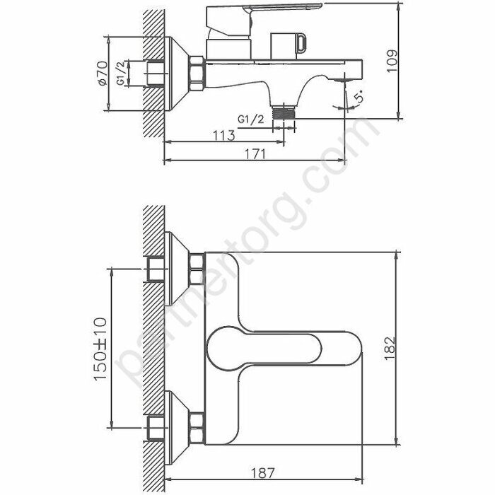 HB60557-8 Haiba смеситель для ванны белый/хром