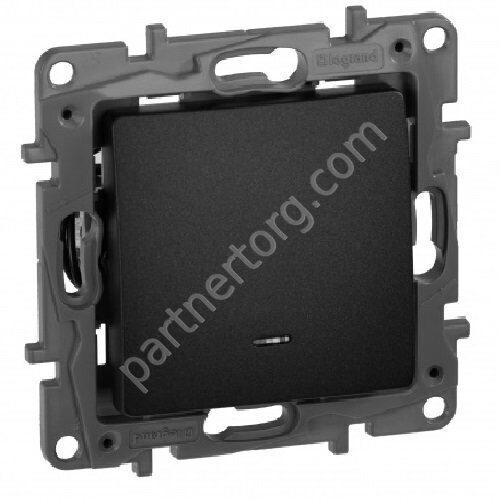 Legrand Etika переключатель 1-клавишный 10АX 250В, с подсветкой, цвет антрацит