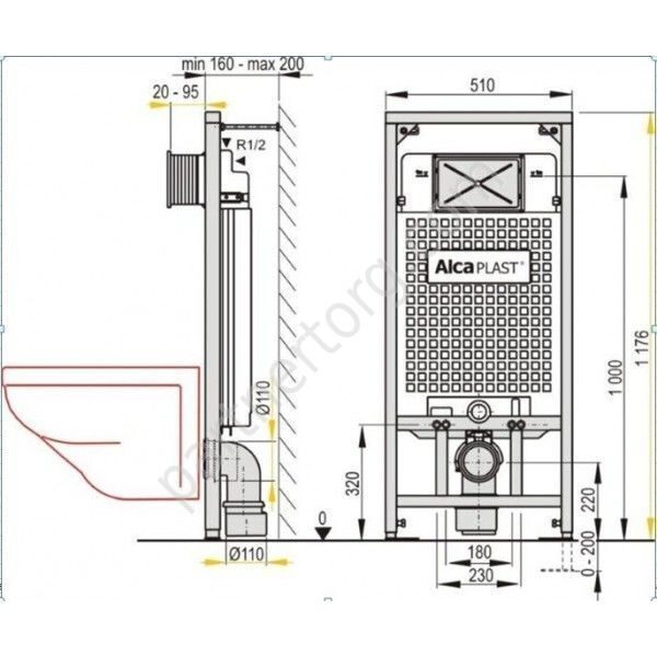 Инсталляция для подвесного унитаза А101 AlcaPlast