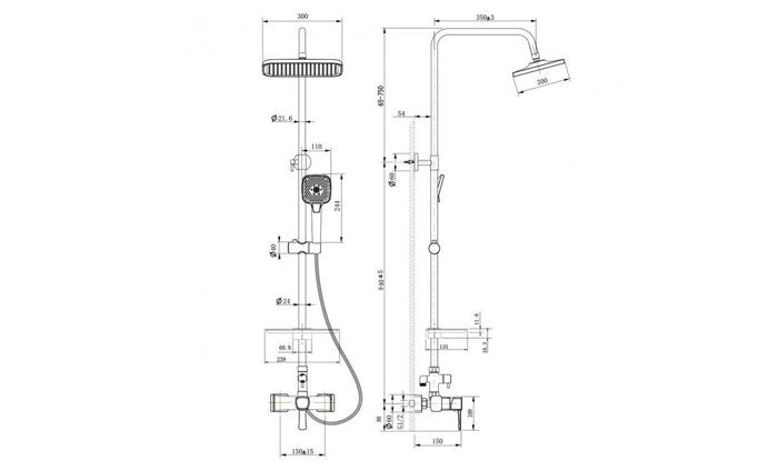 Evitta LM0560C, душевая система с тропическим душем, без излива, хром Lemark