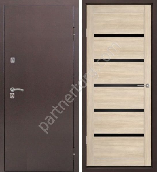 Циркон входная стальная дверь 4 притвора с царговым щитом Лиственница светлая