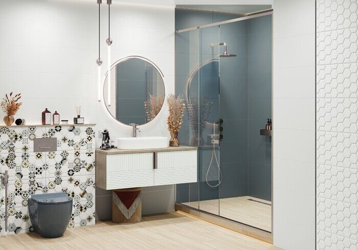 Edelweiss Blue New Trend настенная плитка серо-голубая матовая 30х60 см