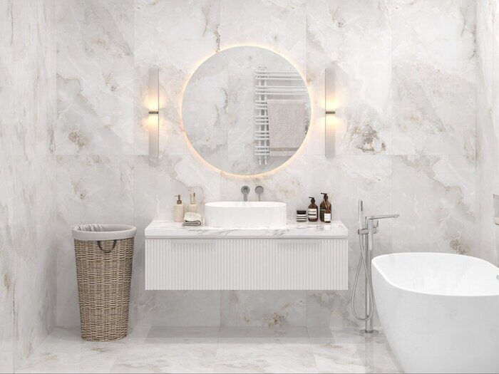 Nestle Bianco Staro керамогранит бело-серый полированный 60х120 см