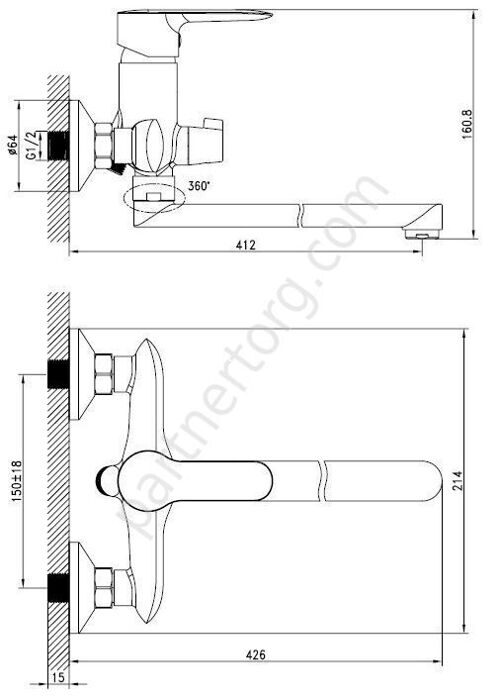 Cuba Iddis смеситель для ванны с длинным изливом CUBSBL2i10