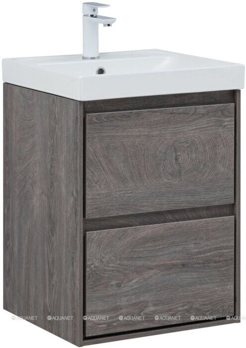 Милан 50 тумба дуб рошелье для ванной комнаты с накладной керамической раковиной Flash 505*465*195 Aquanet