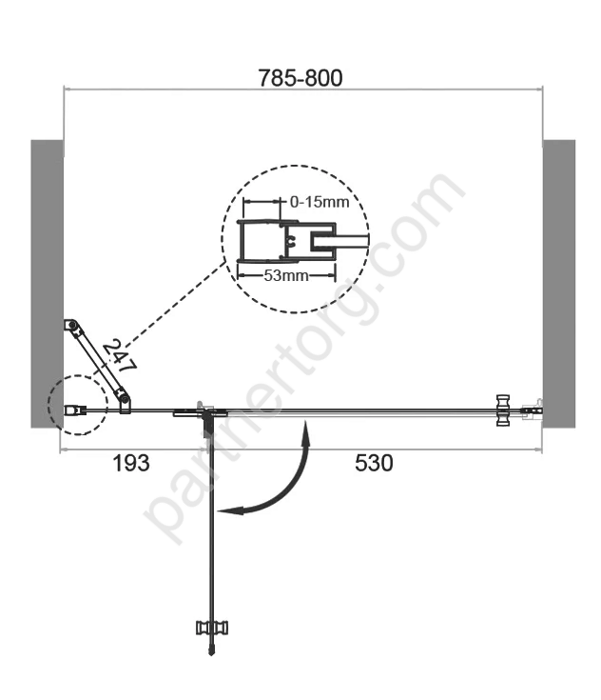 BelBagno ETNA-B-1-80-C-Cr душевая дверь распашная 80х195см, стекло прозрачное, профиль хром