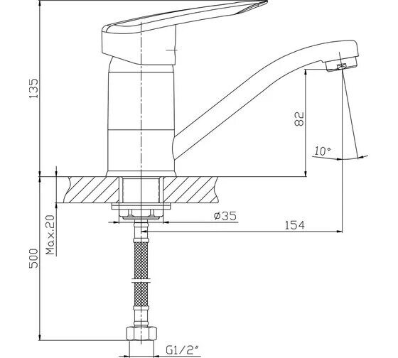 HB4507-2 Haiba Смеситель для раковины одноручный, поворотный, хром, гайка, низкий излив