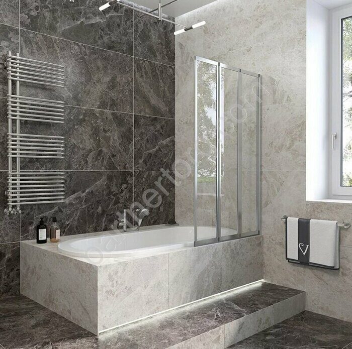 Veconi PL73R-90-01-19C4 шторка на ванну 90х150 см, профиль хром