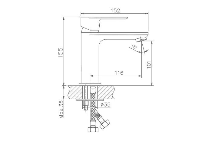 HB10505-3 Haiba Смеситель для раковины монолит графит, однорычажный