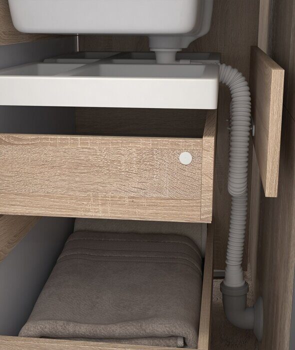 Grani 600-0-1 тумба навесная дуб золотой для ванной комнаты с умывальником Como 60