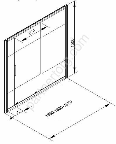 Aquanet Practic AE10-B-165H150U-C, 00273602, шторка для ванны раздвижная, 165х150 см, прозрачное белое стекло