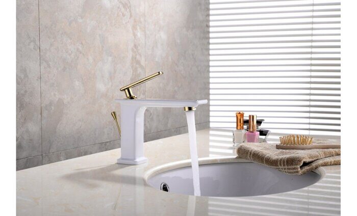 Mista LM6406WG смеситель для раковины монолитный с донным клапаном, белый Lemark