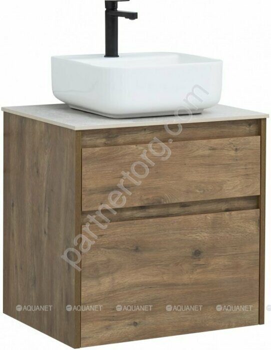 Nova Lite 60 тумба дуб рустикальный для ванной комнаты 2 ящика с раковиной-столешницей Латина 60 Aquanet