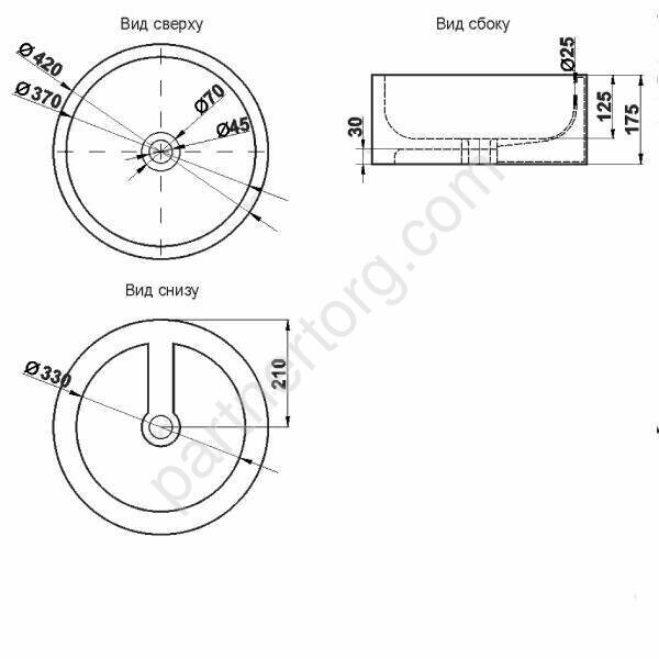 Раковина накладная 7076b-805 42х42х17,5 см