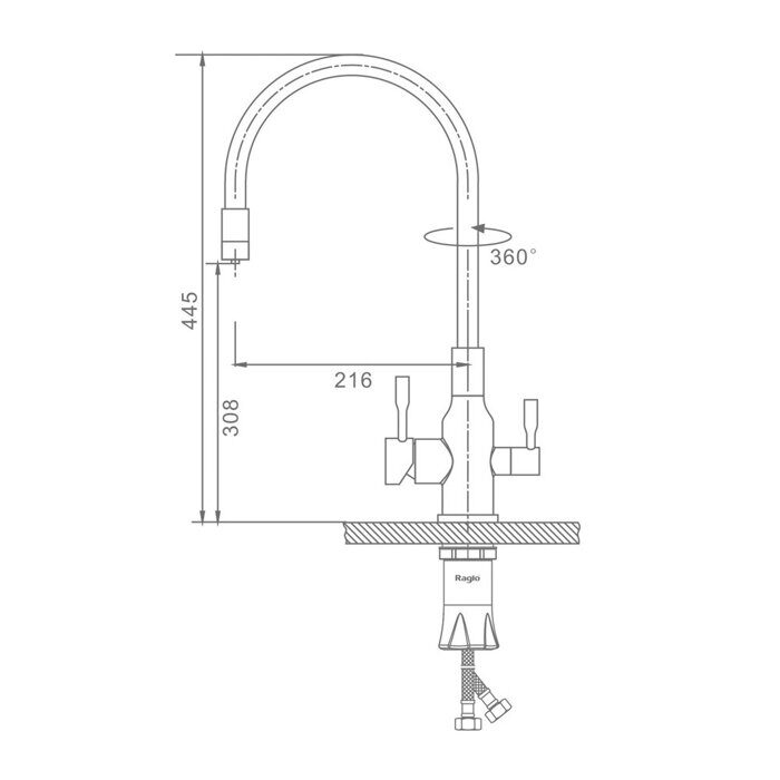 Raglo R81.64.09 смеситель для кухни с подключением к фильтру питьевой воды, графит