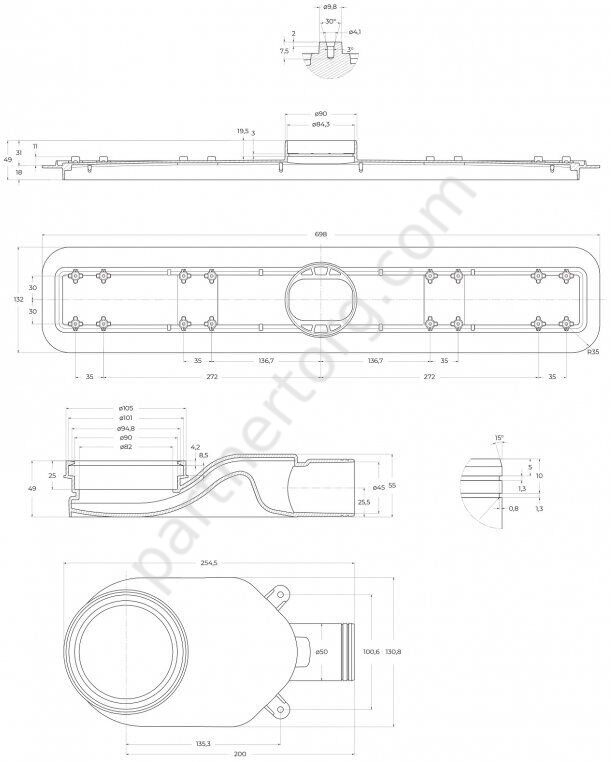 BelBagno BB-LD-LUCE-70-CR душевой трап, 70 см, хром, покрытие матовое