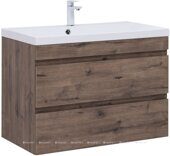 Нота new 90 тумба дуб веллингтон табак для ванной комнаты с раковиной-столешницей Нота 90 Aquanet