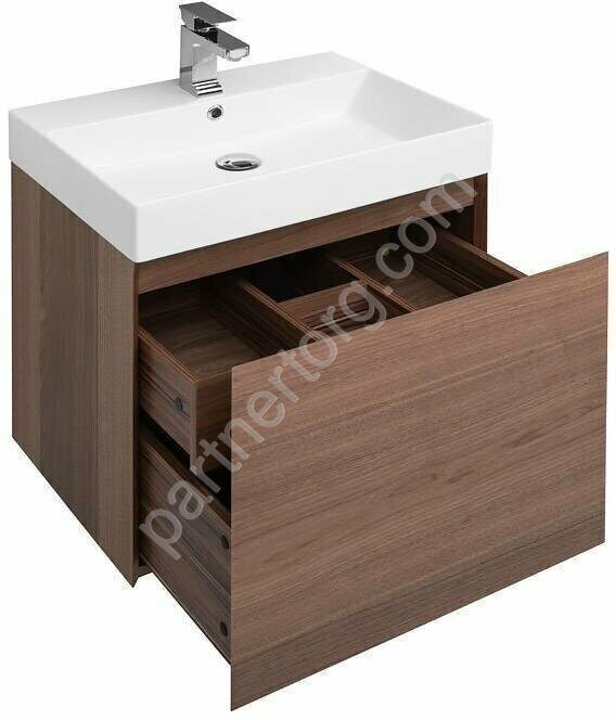 Нью-Йорк 60 шпон орех тумба для ванной комнаты с раковиной-столешницей 60 cm  (SLIM SYNERGY) Sanovit Aquanet