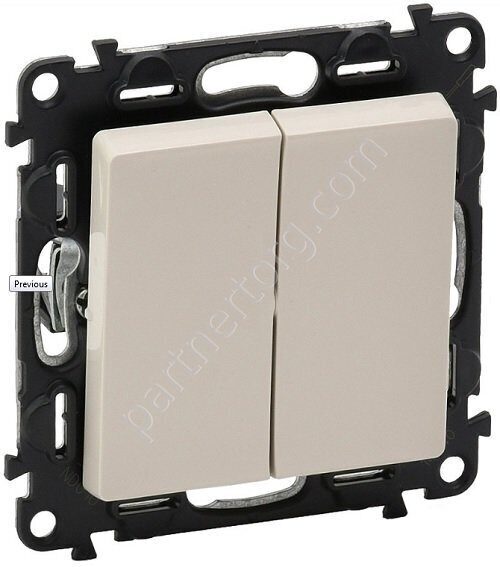 Legrand Valena Life выключатель 2-х клавишный 10АX 250В, безвинтовые зажимы, с лицевой панелью, цвет слоновая кость