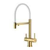 S70.63.03 Splenka Смеситель для кухни со съемным изливом на магните и подключением фильтра питьевой воды, сатин золотой