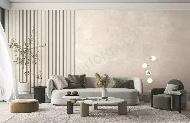 Волна бежевый керамогранит матовый Global Tile 60х60см
