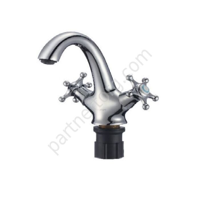 И 10 Смеситель для умывальника с литым изливом, двуручный Славен