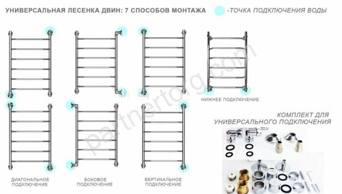 Двин полотенцесушитель R 80/40 1"-1/2" универсальный К3 черный матовый
