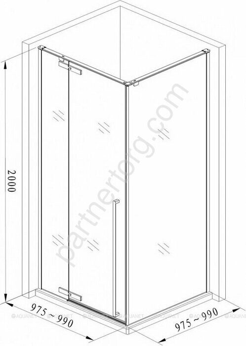 Aquanet Ideal AE-AXC10MB-S-B, 00243632, душевой уголок квадратный 100х100х200 см прозрачное стекло