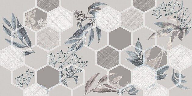 Incisio Diamond настенная плитка серая матовая соты листья 31х63см Azori