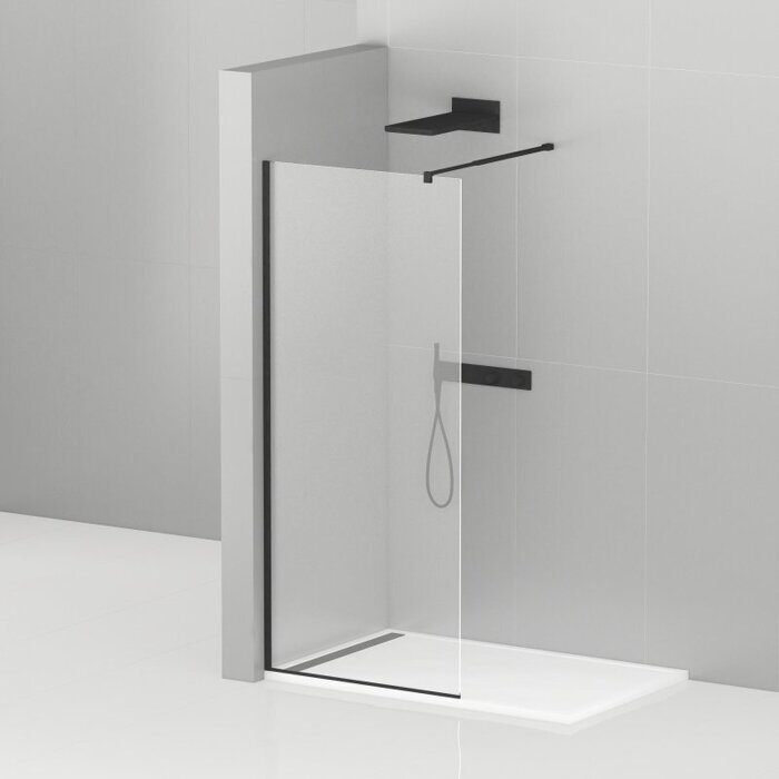 Cezares LIBERTA-L-1-100-C-NERO душевая перегородка, 100х(70-105)х195 см, стекло прозрачное, профиль черный