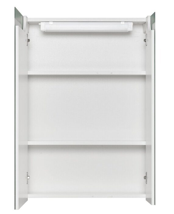 Верди 60 см зеркальный шкаф подвесной белый/ясень фабрик для ванной комнаты с подсветкой Aquaton