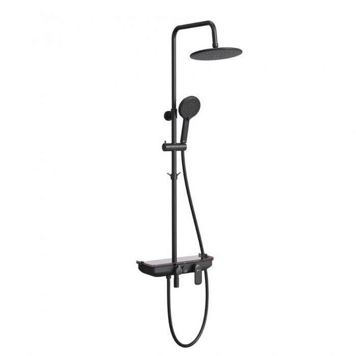 Tropic LM7012BL, душевая система с тропическим душем, поворотный излив, черный Lemark