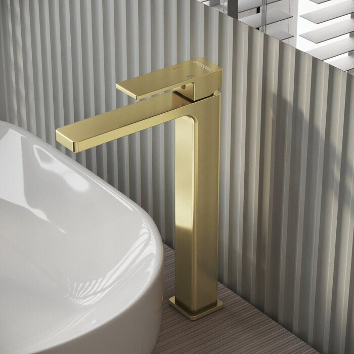 Grossman Style 520.K35.05.320 смеситель для раковины высокий золото сатиновый