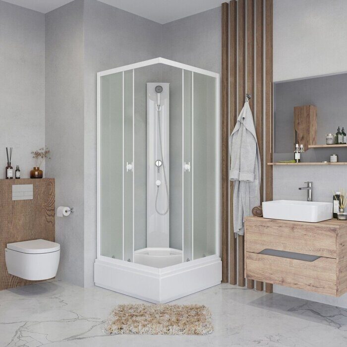 Niagara Promo P100/26Q/MT/BK душевая кабина угловая квадратная 100х100х200 см, матовое стекло, средний поддон