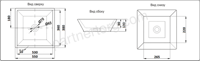 CeramaLux 9212 раковина настольная прямоугольная белая