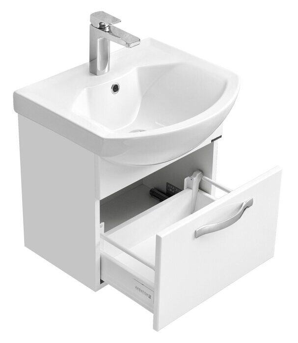 Ария 50 см тумба подвесная белая для ванной комнаты с раковиной Смайл 50 Aquaton