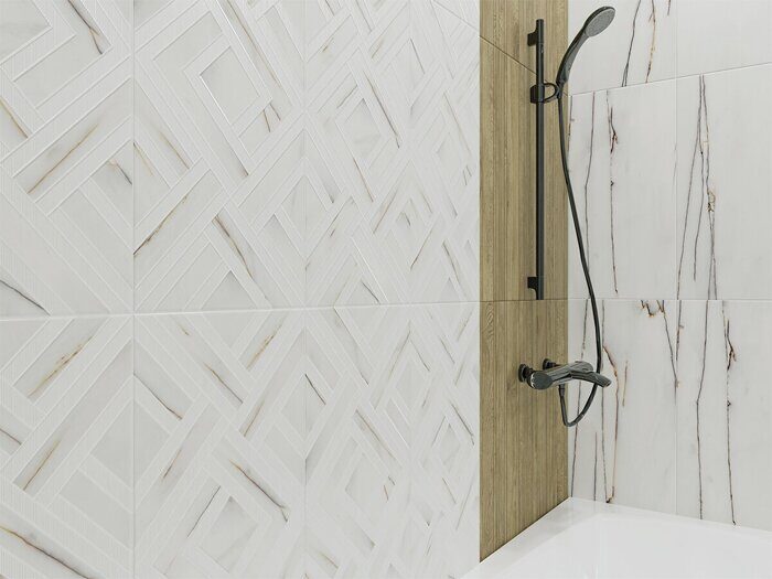 Rosso Venato Geometria настенная плитка белая матовая sugar-эффект геометрия 31х63см Azori