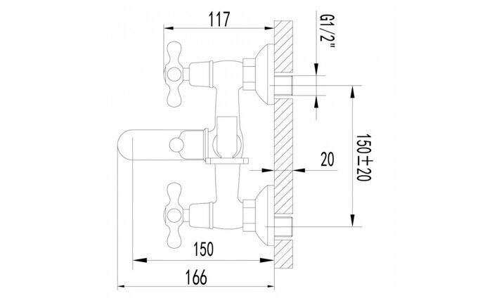 Standard LM2102C, смеситель для ванны и душа, с коротким изливом, хром Lemark