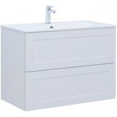 Терра 90 тумба белый матовый для ванной комнаты с раковиной-столешницей Электра 90 Aquanet